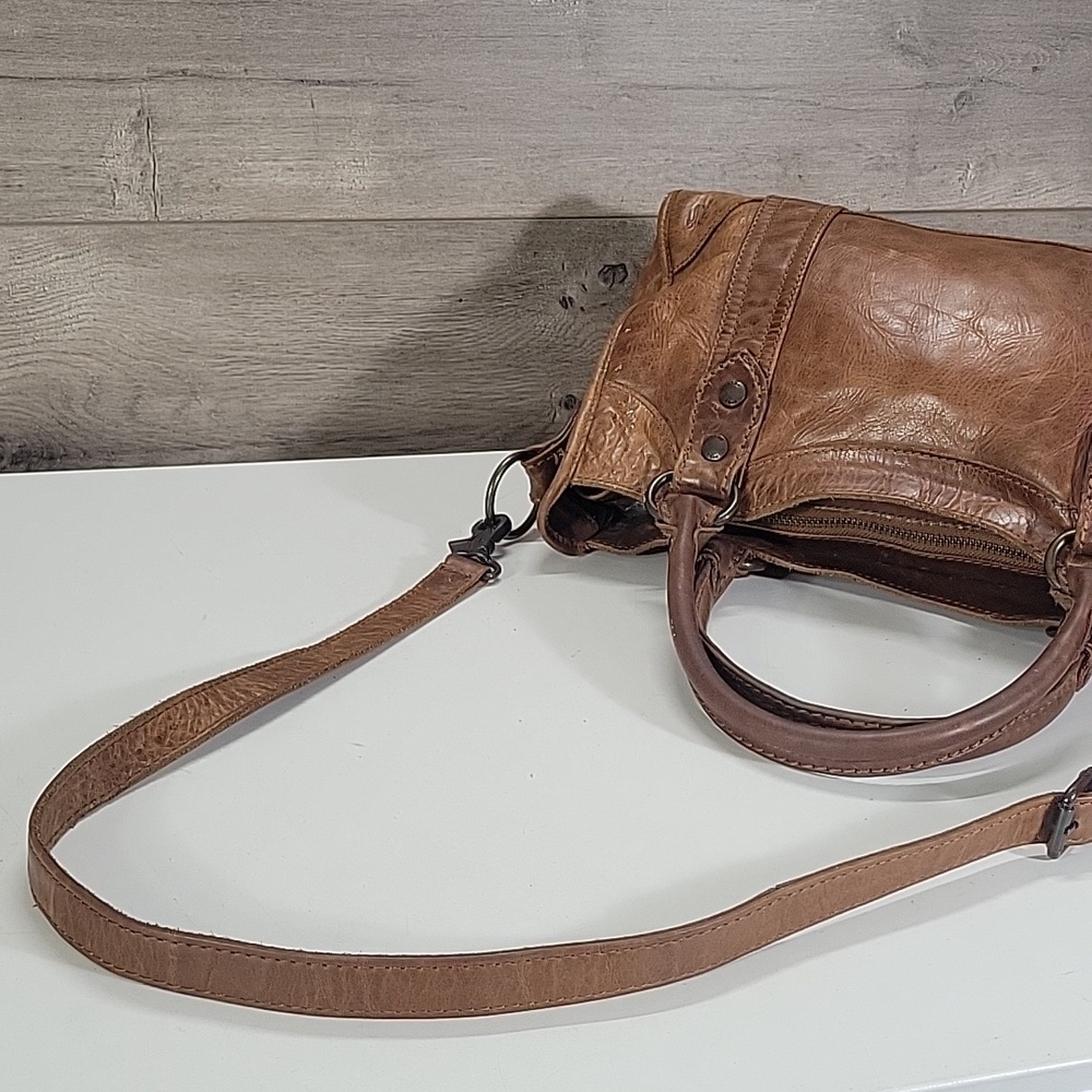 Frye Classic Brown Leather Crossbody Tote Bag - Picture 7 of 16